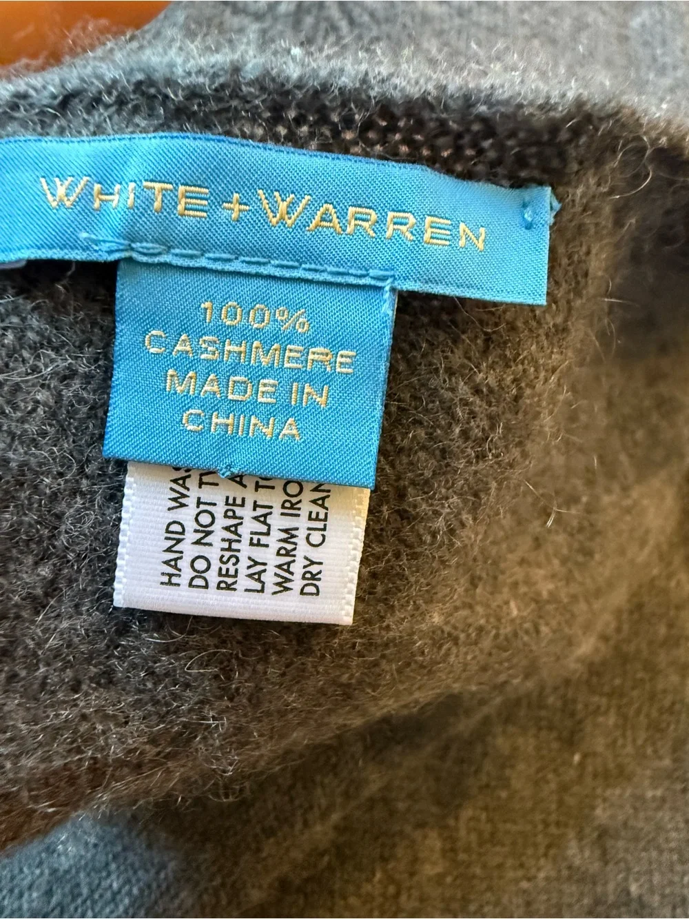 White + Warren Gray Floral Cashmere Scarf